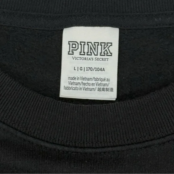 PINK Victoria’s Secret Glitter Bling Logo Varsity Crew Oversized Sweatshirt - Picture 5 of 14